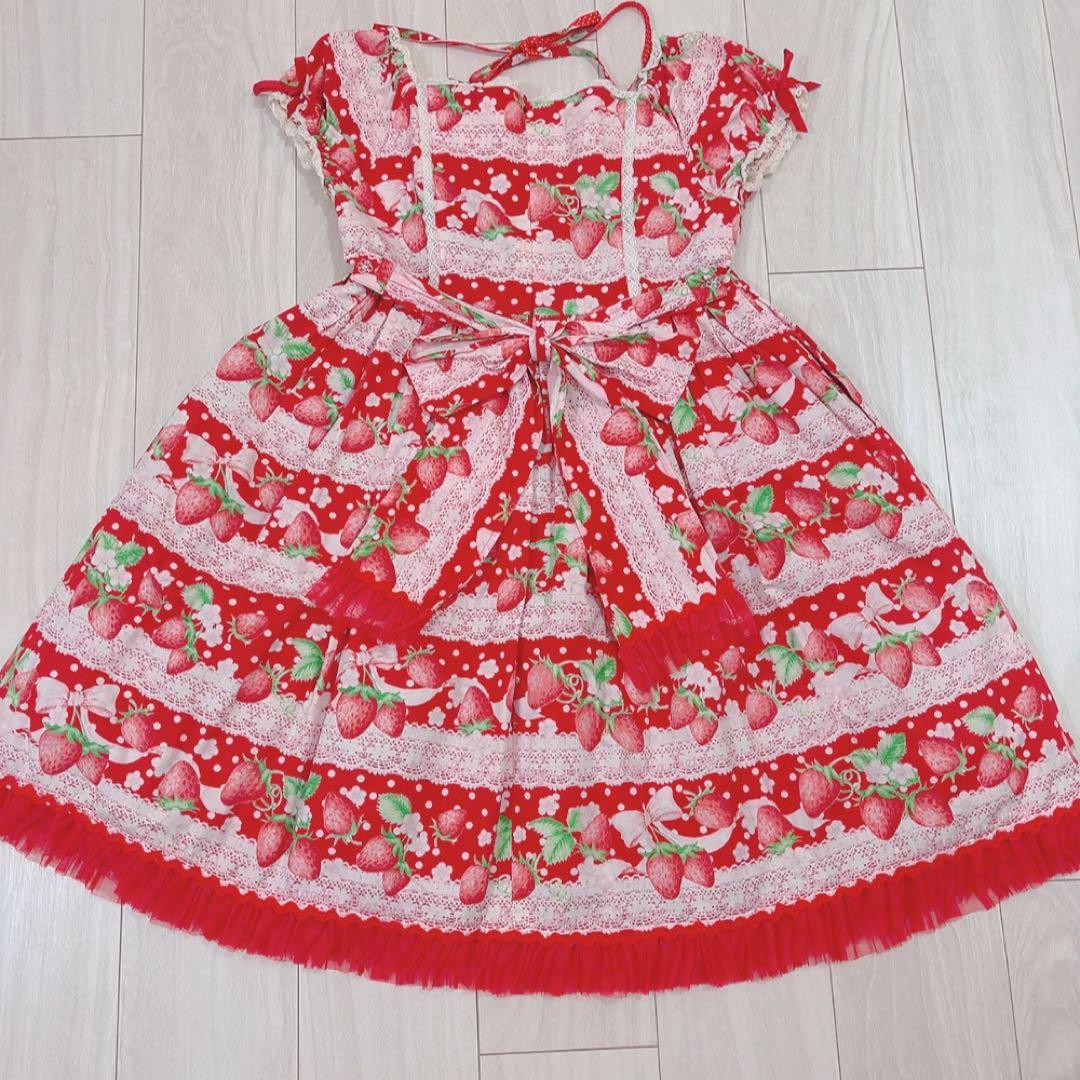 公*o様 Angelic Pretty いちごミルフィーユOP ワンピース 赤