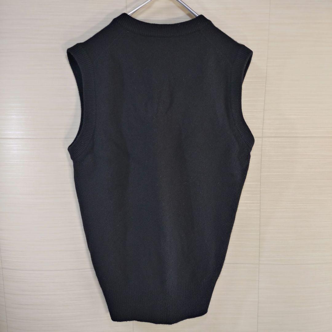 シュミーズラコステ　ベスト　文字ワニ　刺繍ロゴ　ウール100％　ブラック