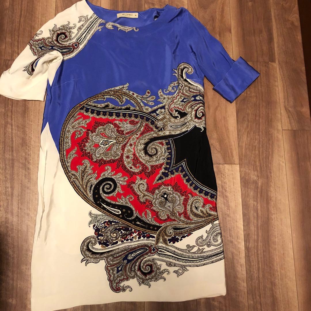 ETRO ペイズリー柄 七分袖ワンピース 50美品