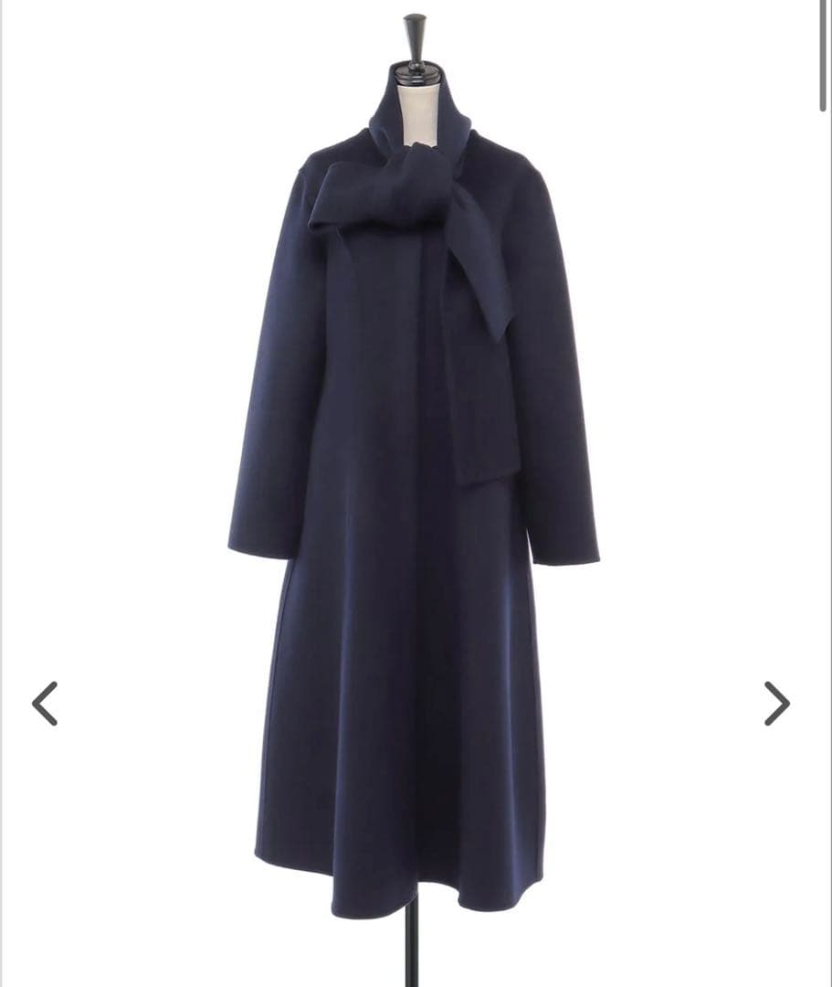 【美品】U-Big ユービック　ウールダブルフェイスFOXボウタイ付ロングコート