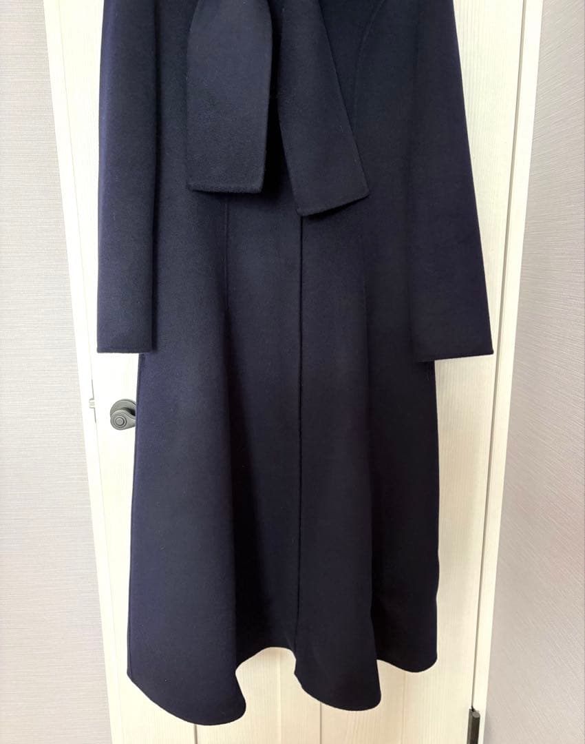 【美品】U-Big ユービック　ウールダブルフェイスFOXボウタイ付ロングコート