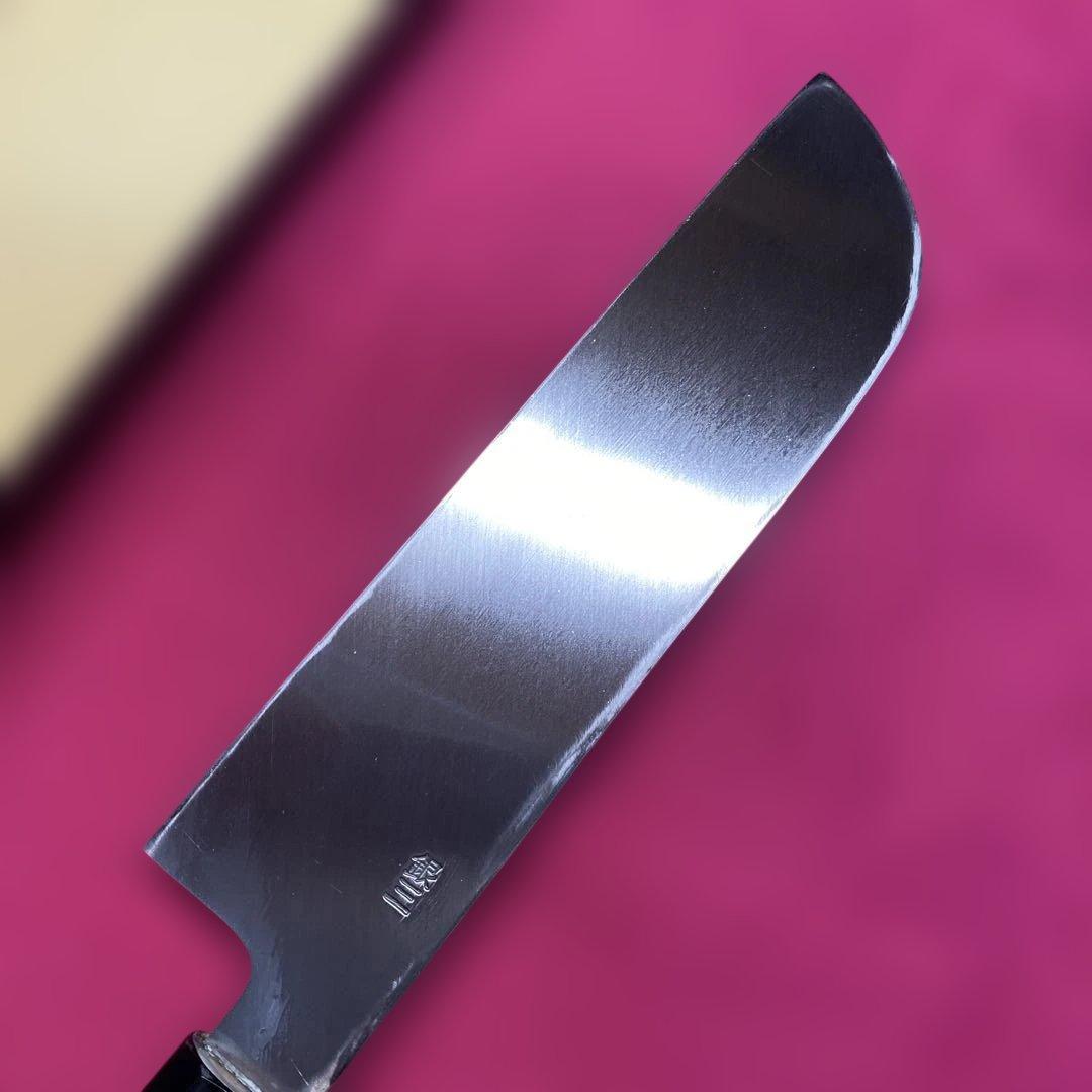 銀三　鎌型薄刃包丁　210㎜ 7寸