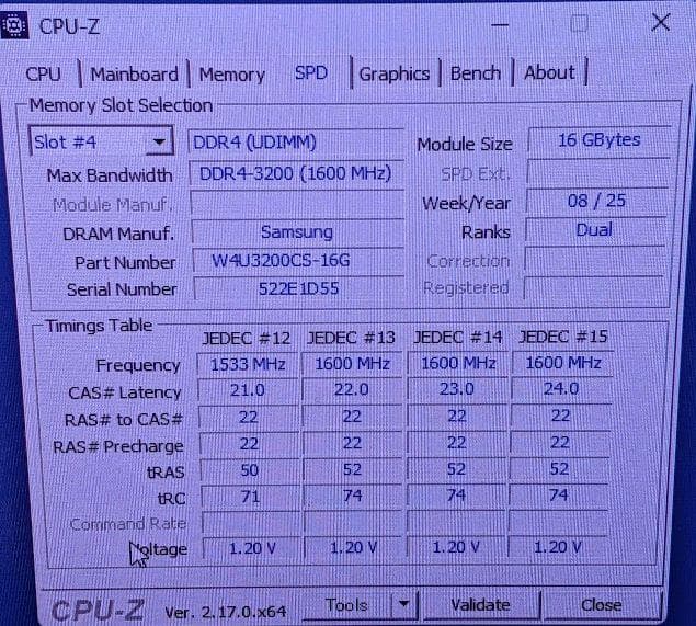 CFD DDR4-3200 W4U3200CS-16G　Samsungチップ両面
