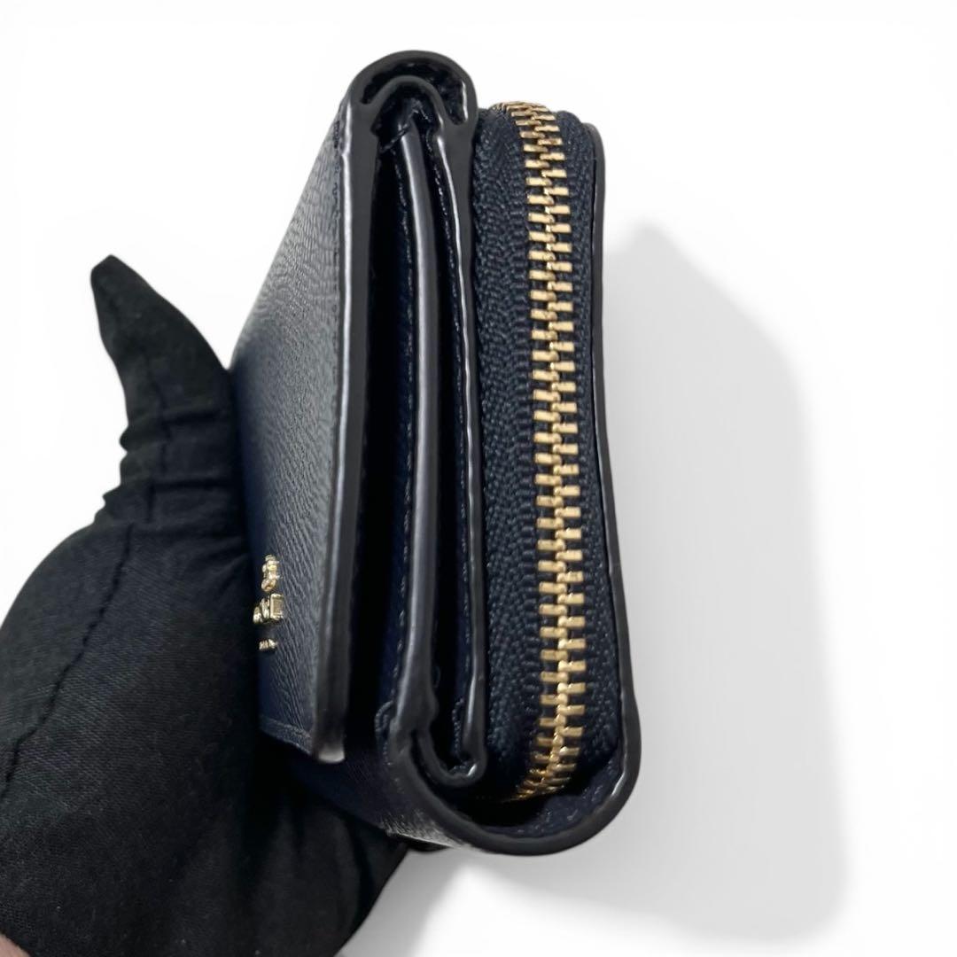 COACH 三つ折り財布 ネイビー レザー 新品