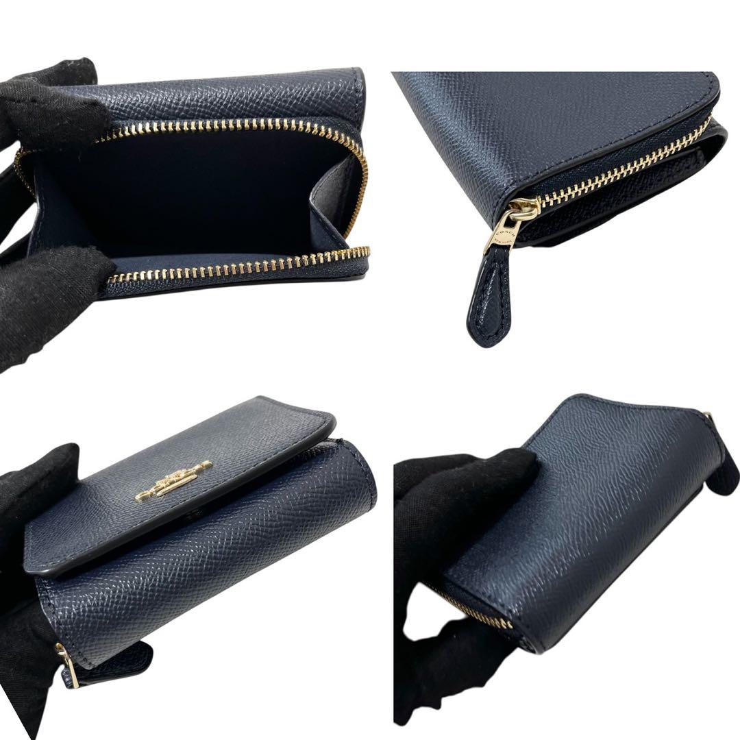 COACH 三つ折り財布 ネイビー レザー 新品
