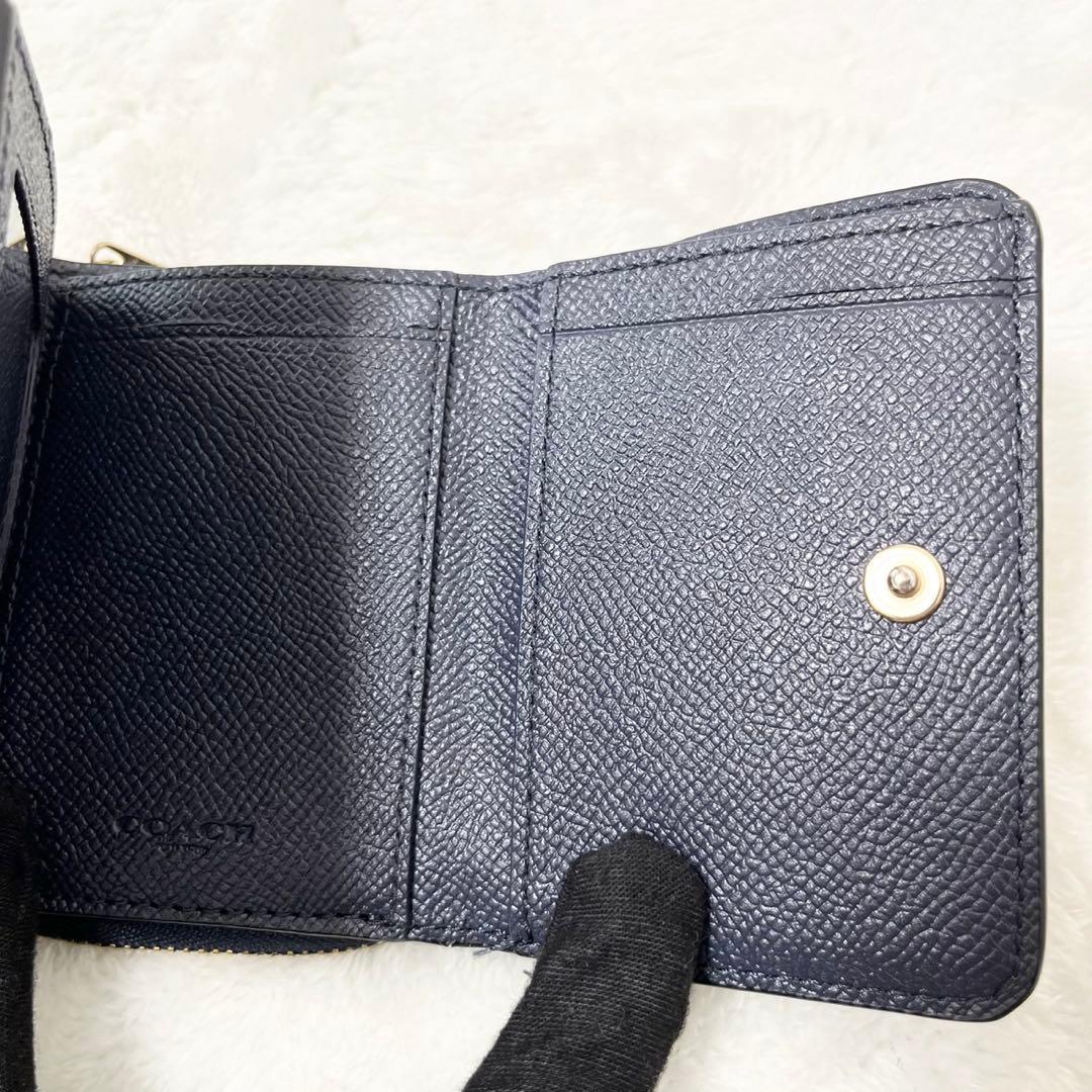 COACH 三つ折り財布 ネイビー レザー 新品