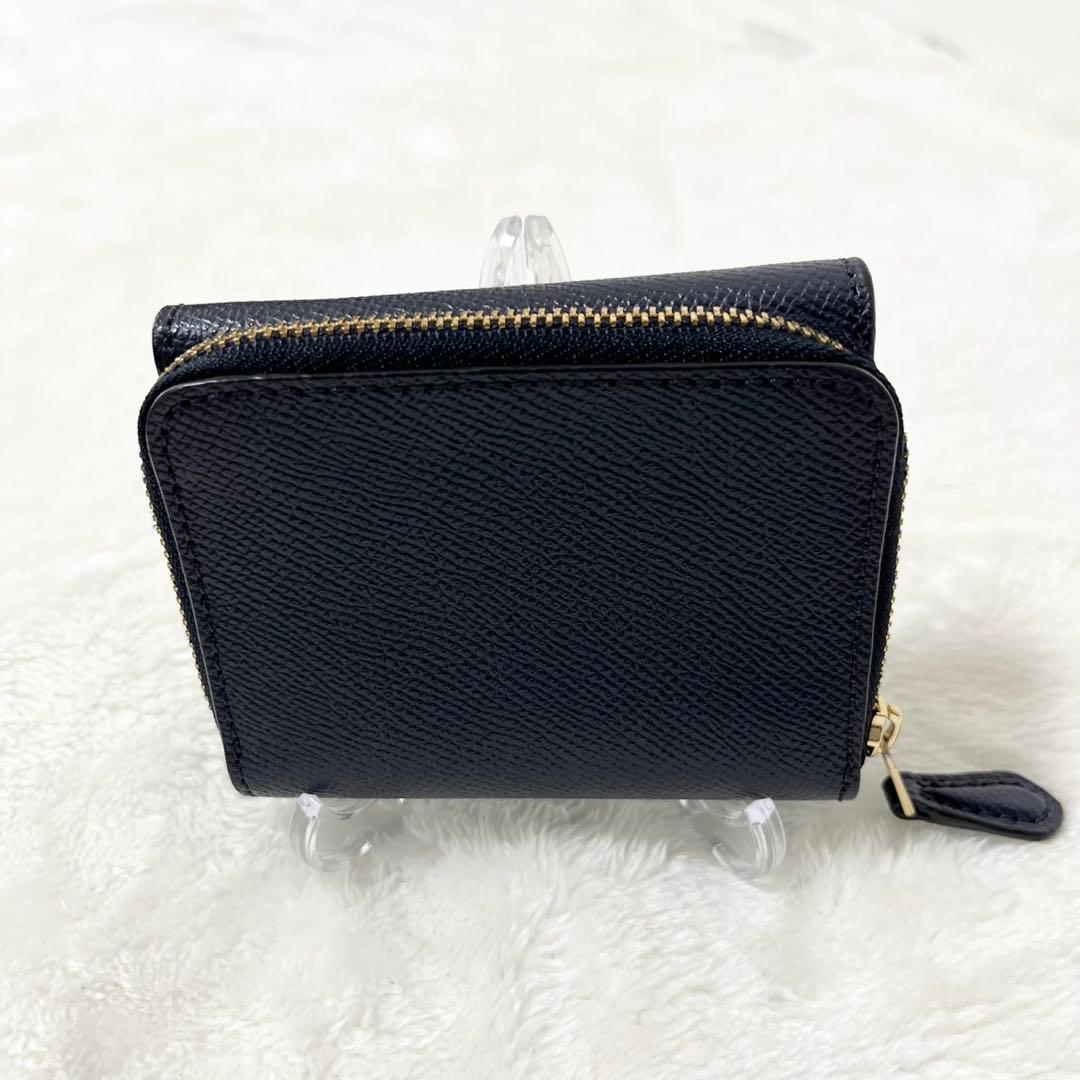 COACH 三つ折り財布 ネイビー レザー 新品