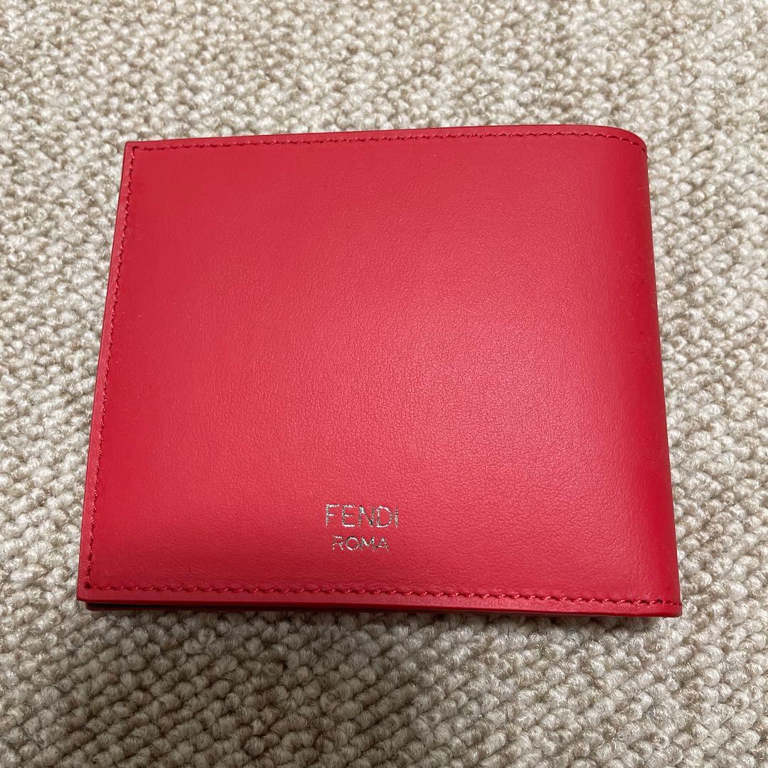 フェンディ FENDI バグズ アイ モンスター 二つ折り財布 札入れ レッド