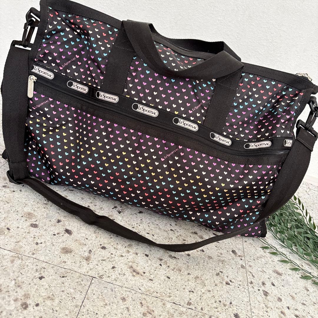 【美品✨】LeSportsac ボストンバック 大容量 2way 黒 ハート