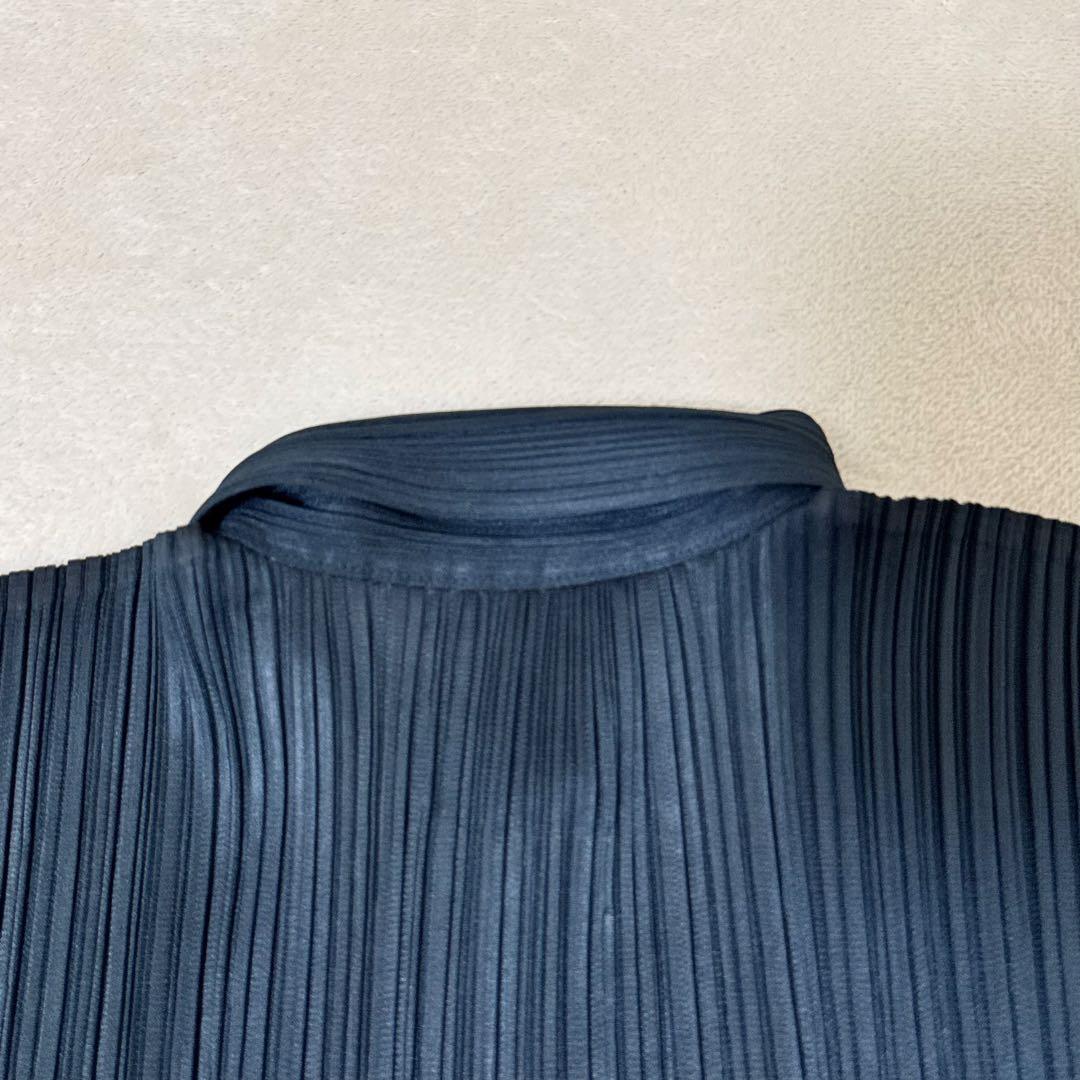 極美品✨PLEATS PLEASE プリーツ　フリンジ　変更　ネイビー　半袖