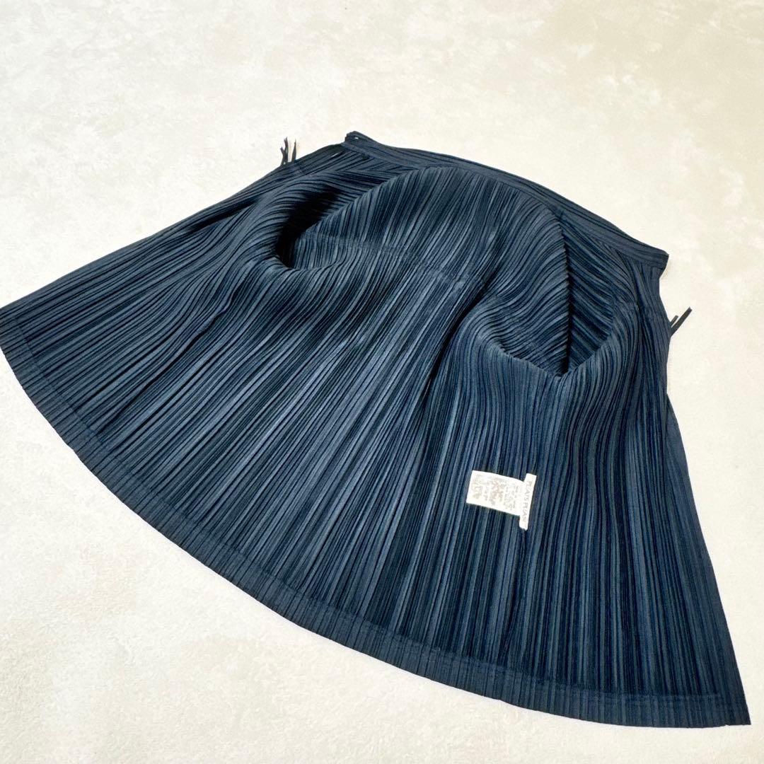 極美品✨PLEATS PLEASE プリーツ　フリンジ　変更　ネイビー　半袖