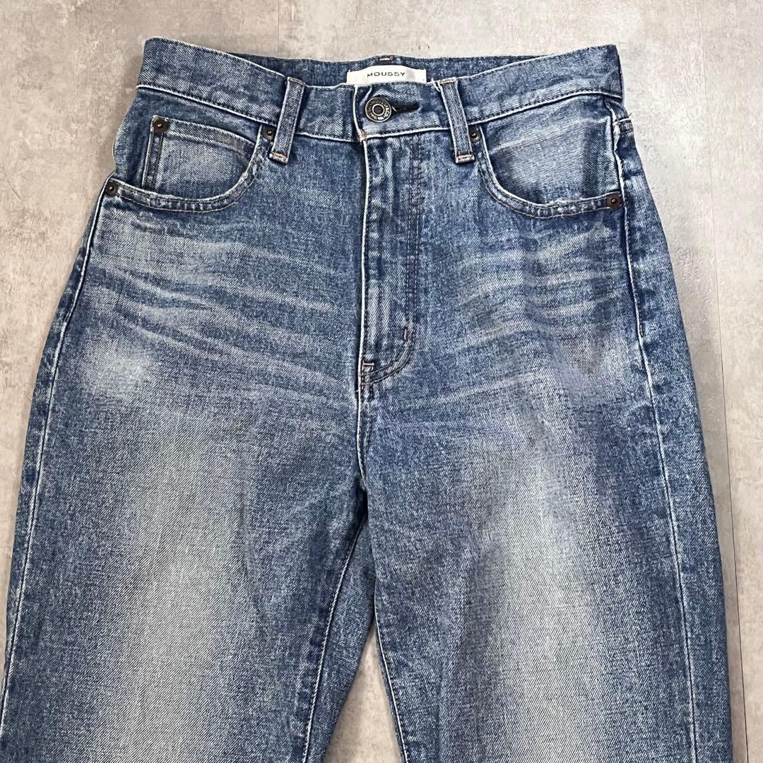 【MOUSSY マウジー】デニムパンツ MVSフレア 26 青 ハイウエスト