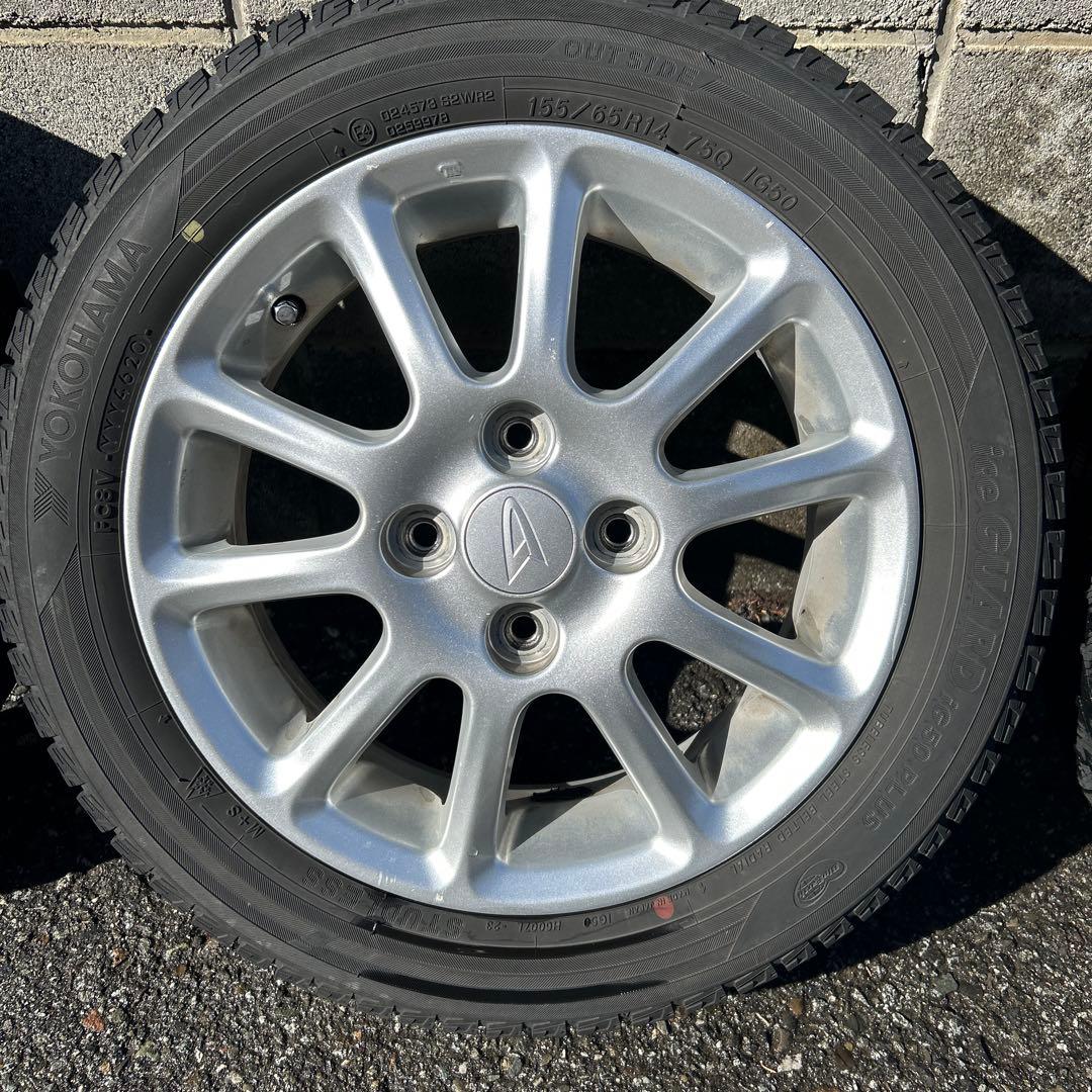 155/65R14ダイハツ純正アルミとスタッドレスタイヤ４本セット送料込