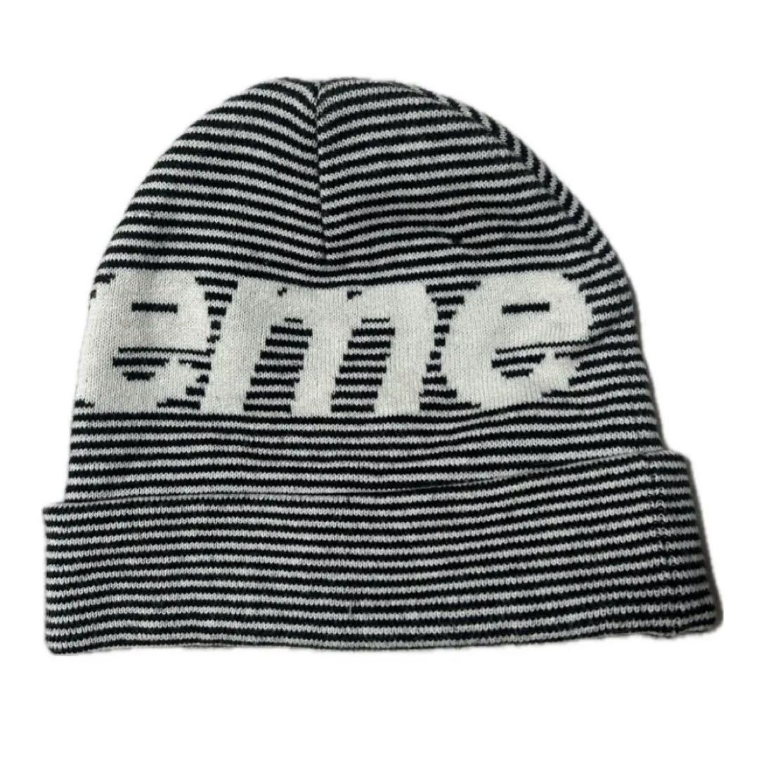 帽子 Supreme22AW Big Logo Beanie Black Stripe
