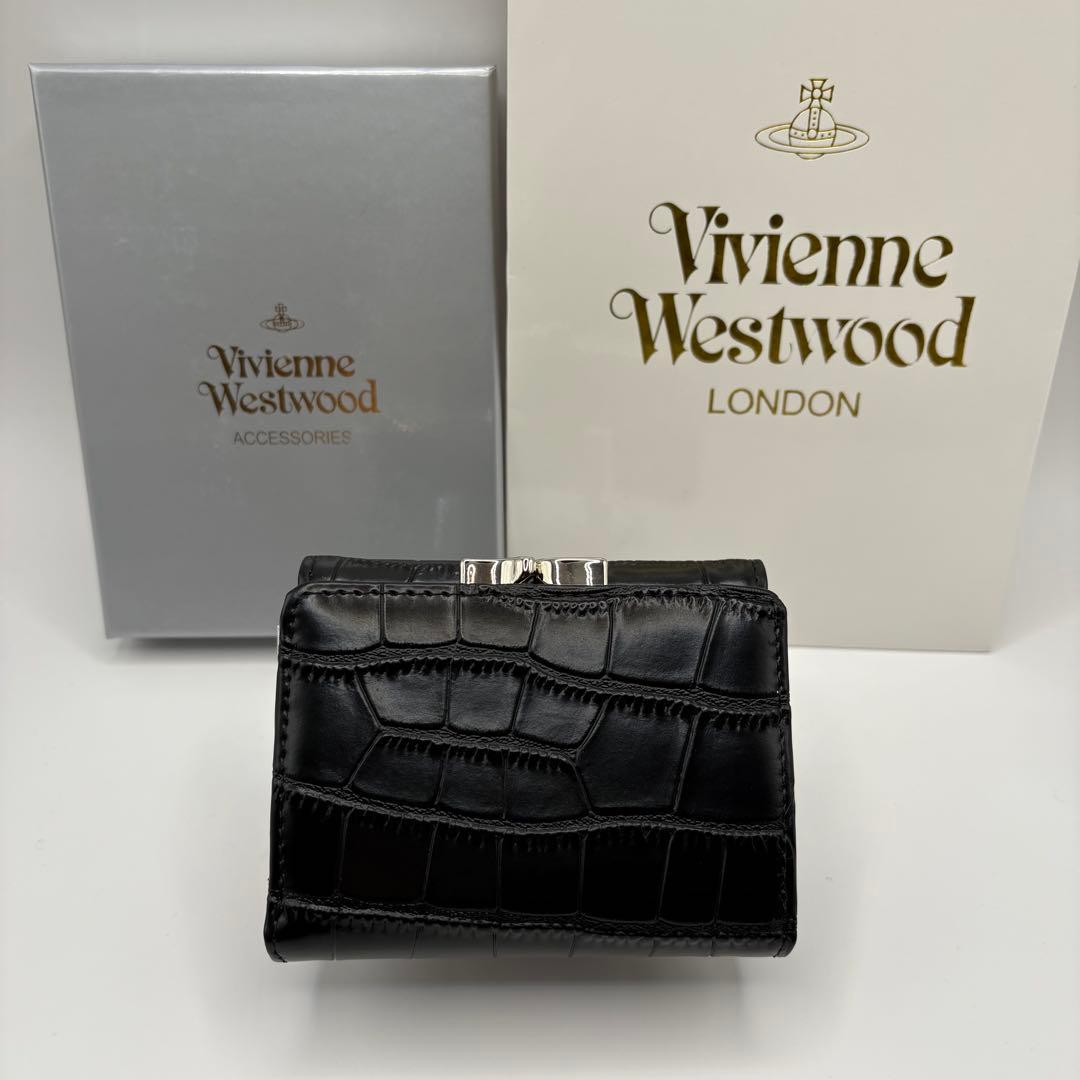 【新品未使用】Vivienne Westwood ブラック　三つ折り財布　がま口
