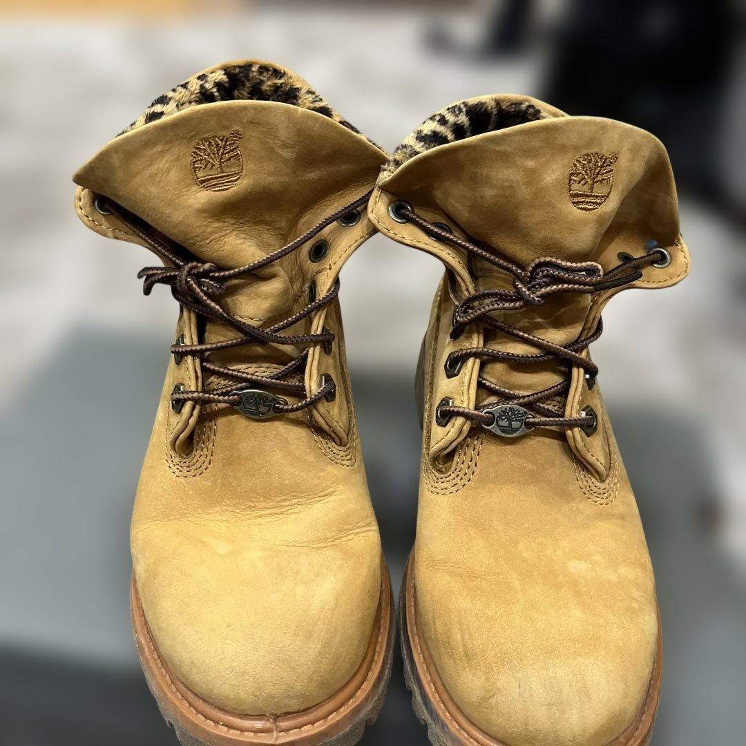 Timberland 6インチ レオパード ボアブーツ 23.5cm レディース