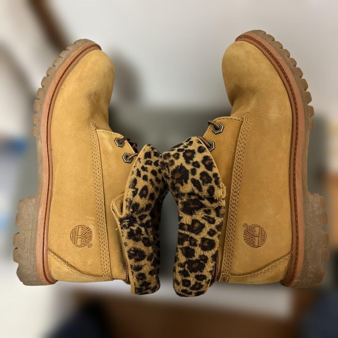 Timberland 6インチ レオパード ボアブーツ 23.5cm レディース