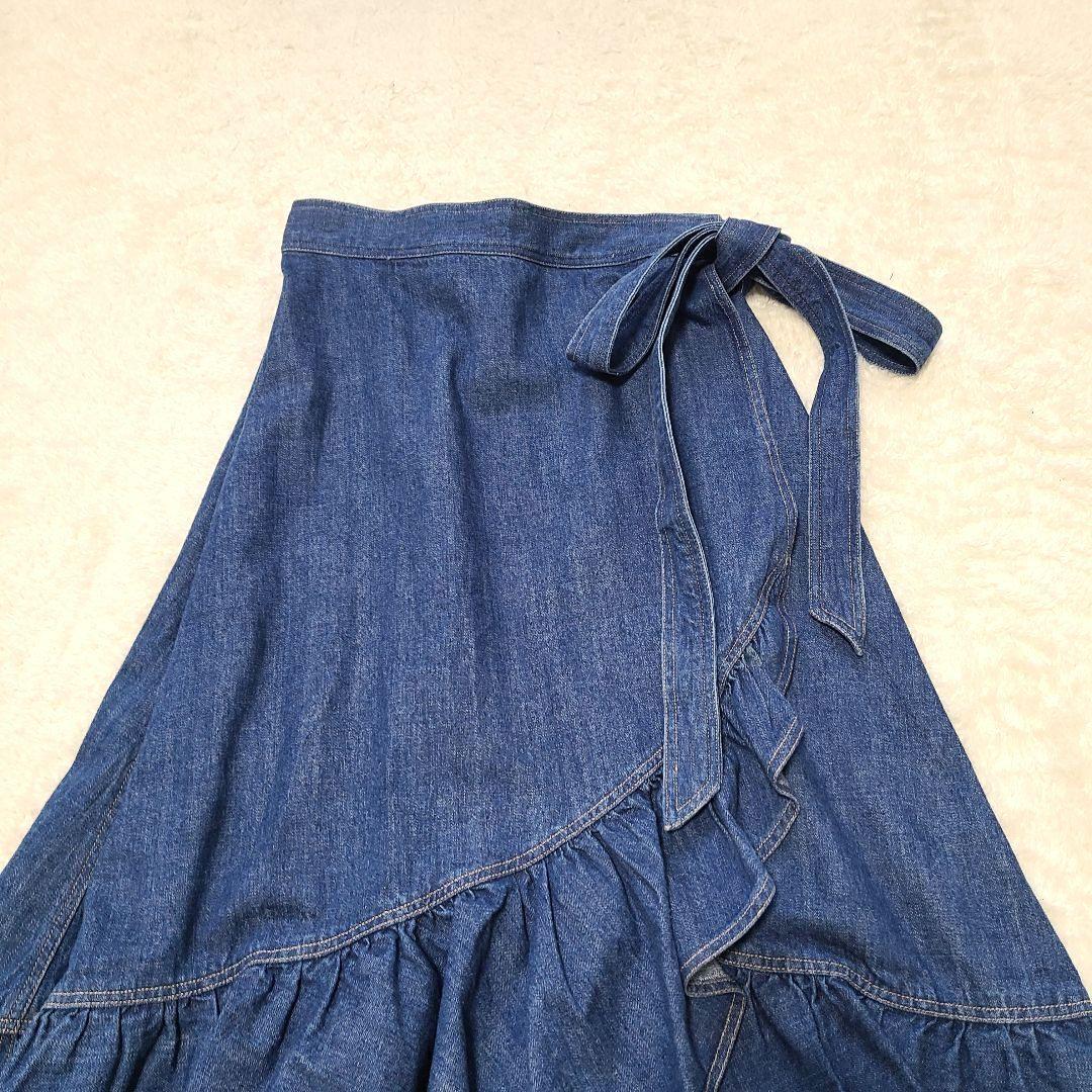 【美品】　現行　ラルフローレン　ラッフルラップスカート　デニム　リボン　洗濯可