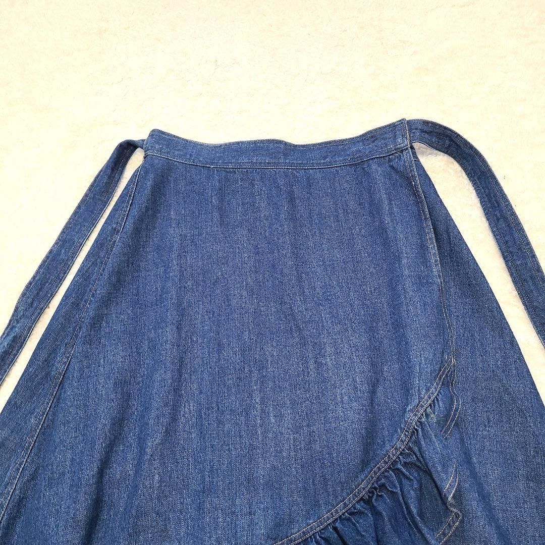 【美品】　現行　ラルフローレン　ラッフルラップスカート　デニム　リボン　洗濯可