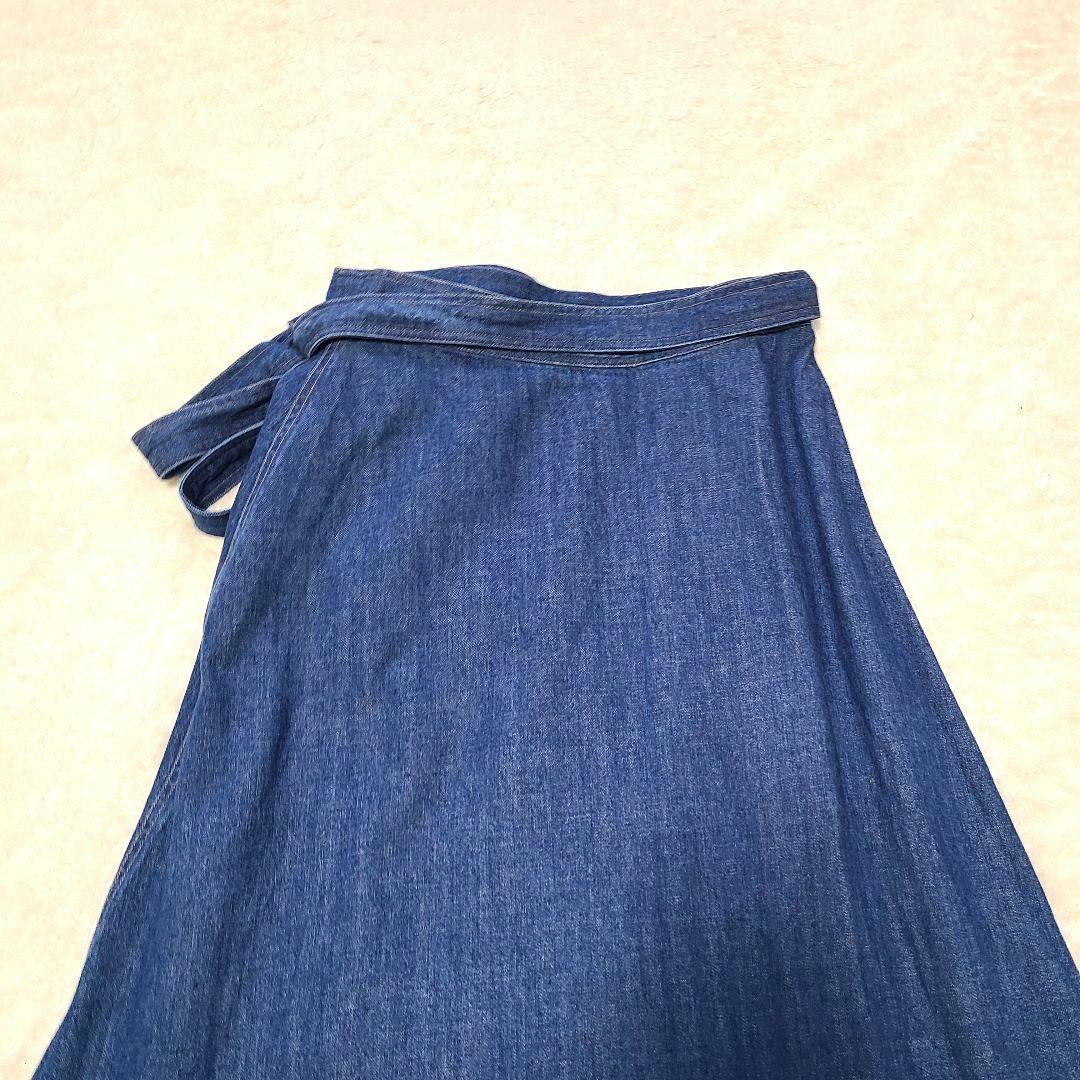 【美品】　現行　ラルフローレン　ラッフルラップスカート　デニム　リボン　洗濯可