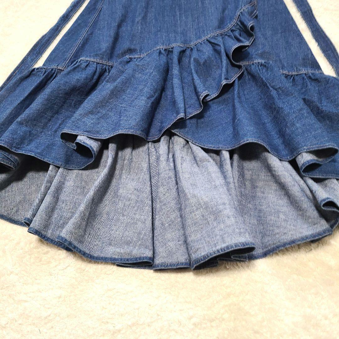 【美品】　現行　ラルフローレン　ラッフルラップスカート　デニム　リボン　洗濯可