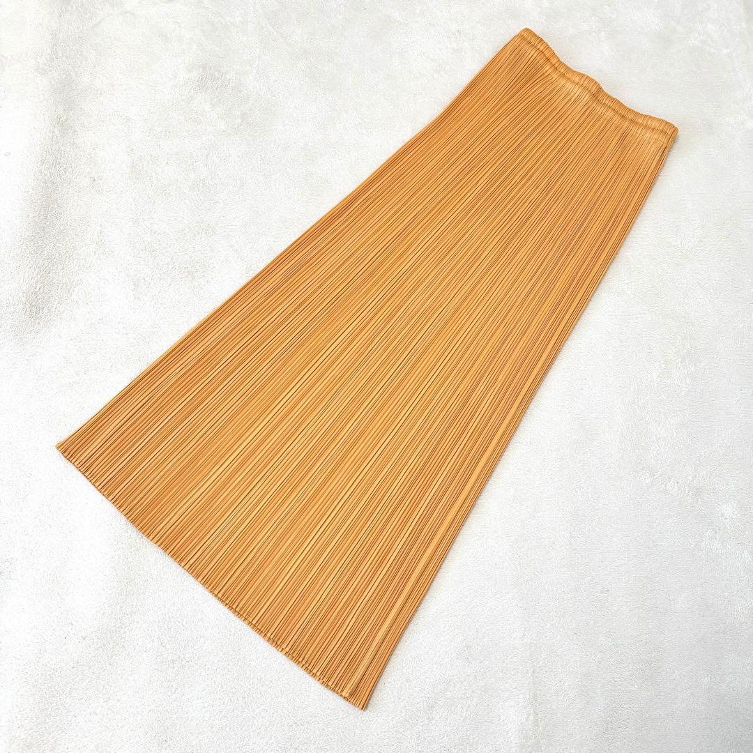 美品✨PLEATS PLEASE プリーツ　ロングスカート　オレンジ