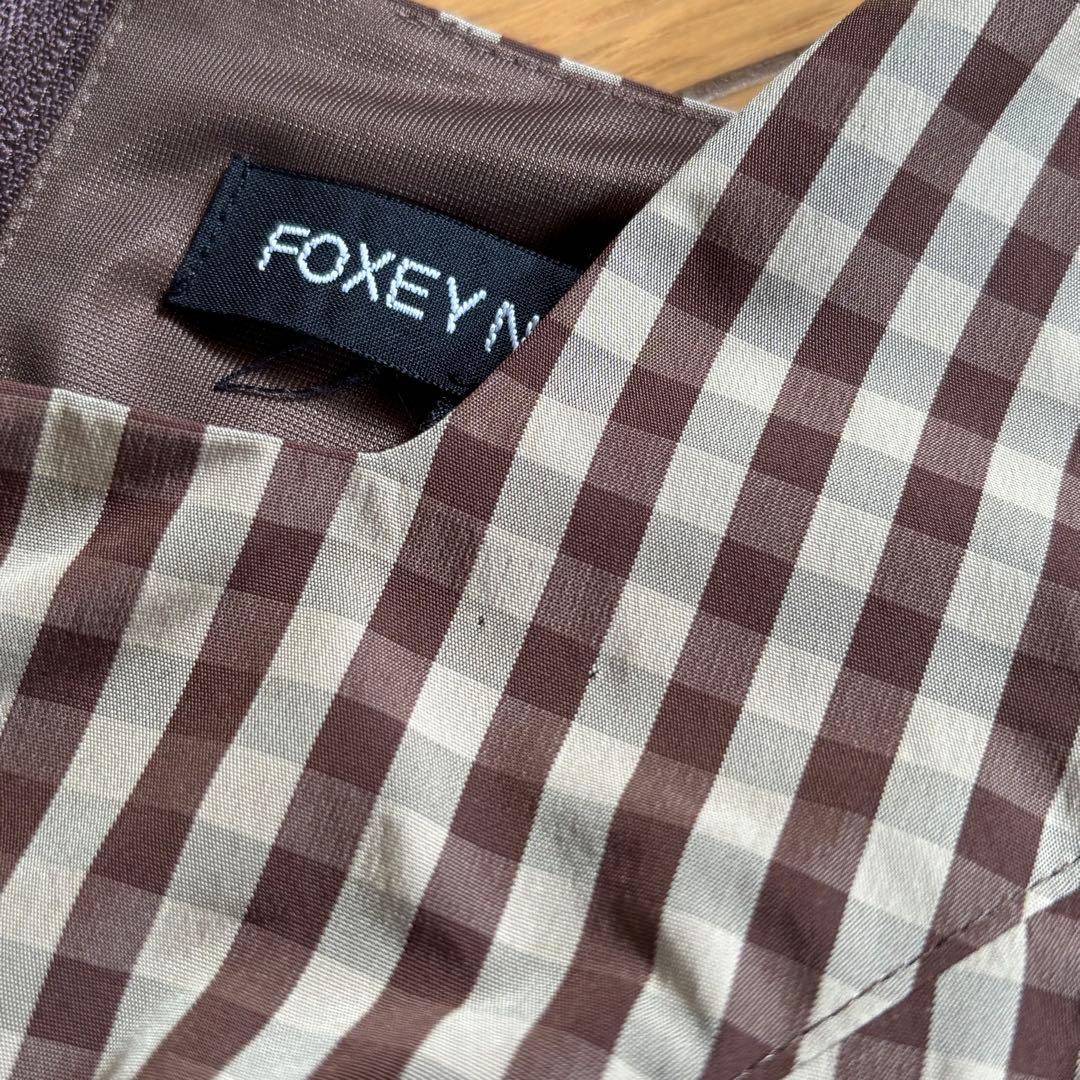 FOXEY NEWYORK ホリードレス ワンピース タフタ ギンガム 38