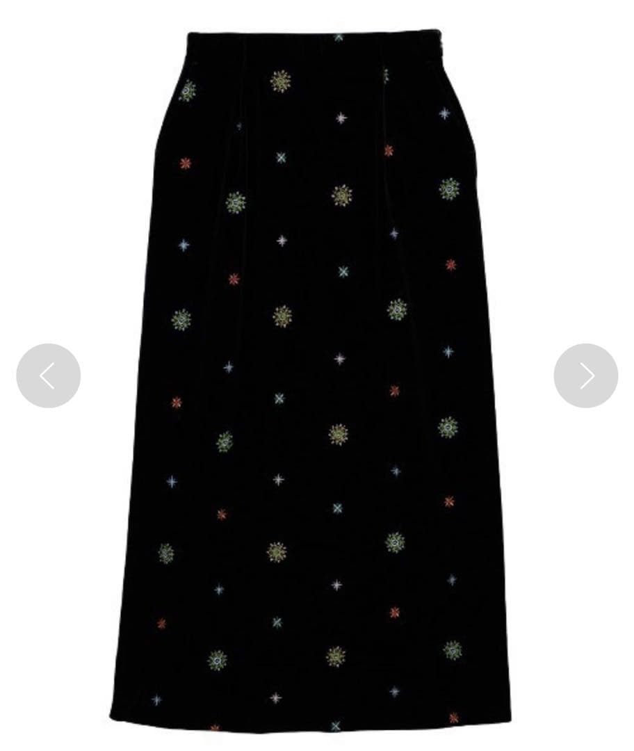 スカート Ameri GLITTER EMBROIDERY VELOUR SKIRT