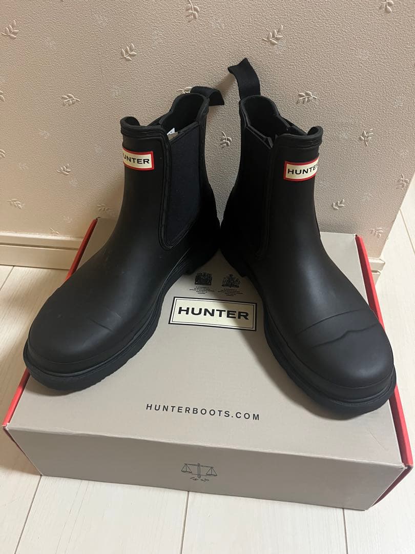 HUNTER ブラック アンクルレインブーツ