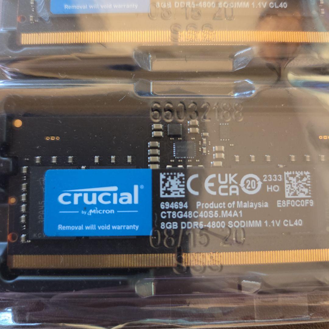 crucial 8GB×2 DDR5-4800 SODIMM メモリ