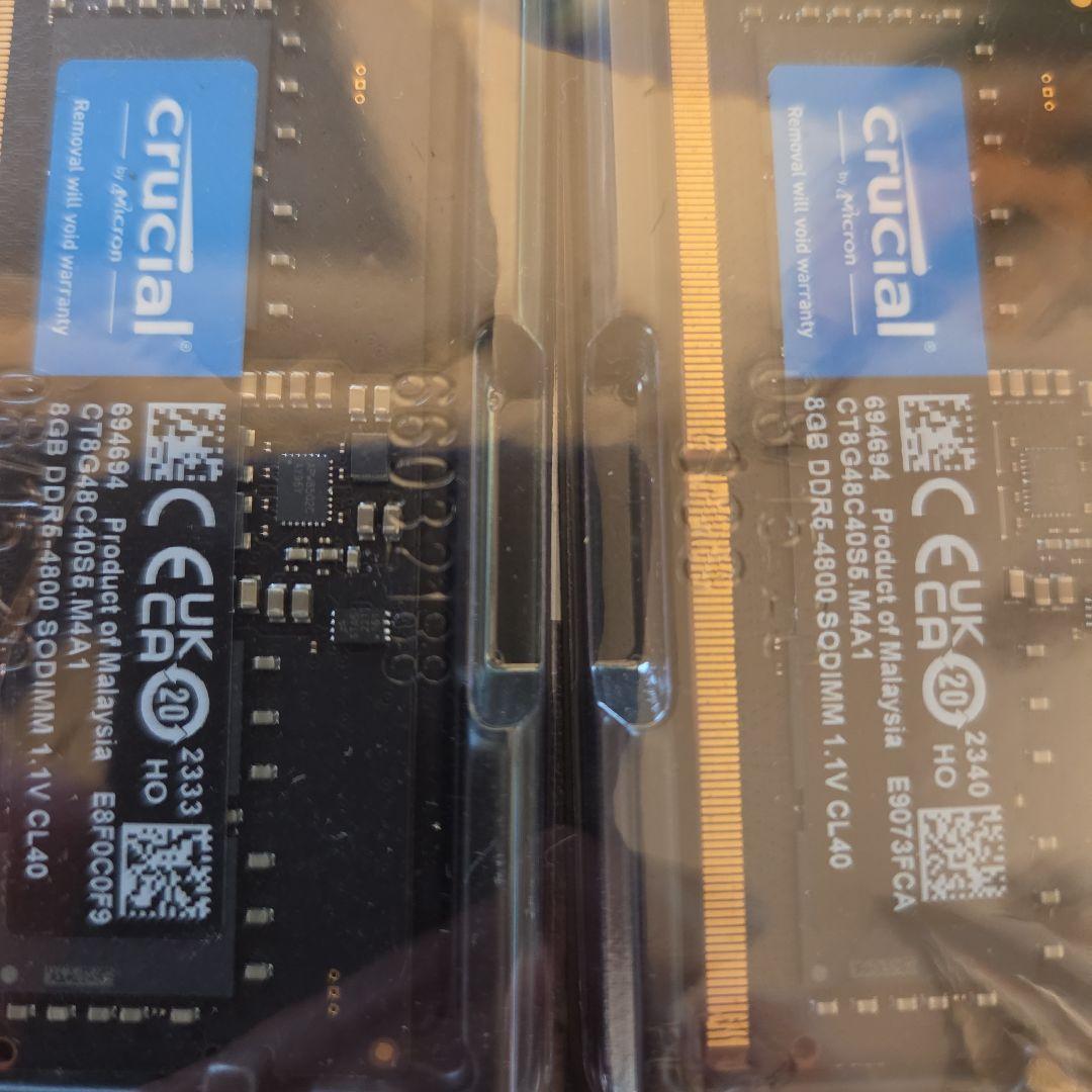crucial 8GB×2 DDR5-4800 SODIMM メモリ
