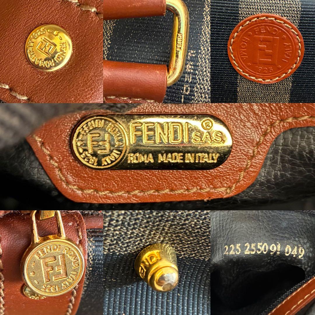 FENDI フェンディ ペカン ミニ ボストンバッグ G金具 FFロゴ 黒茶