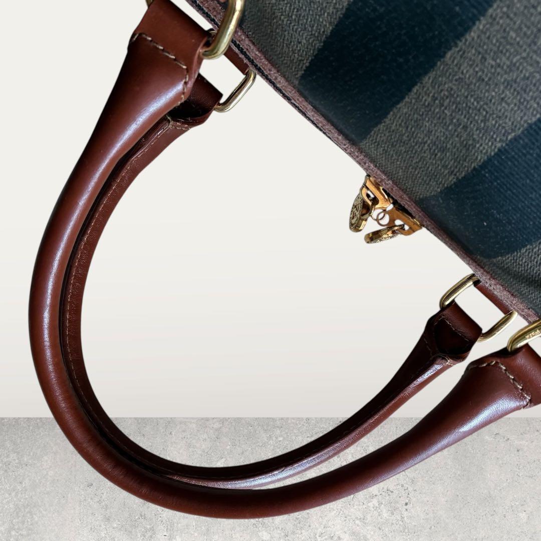 FENDI フェンディ ペカン ミニ ボストンバッグ G金具 FFロゴ 黒茶