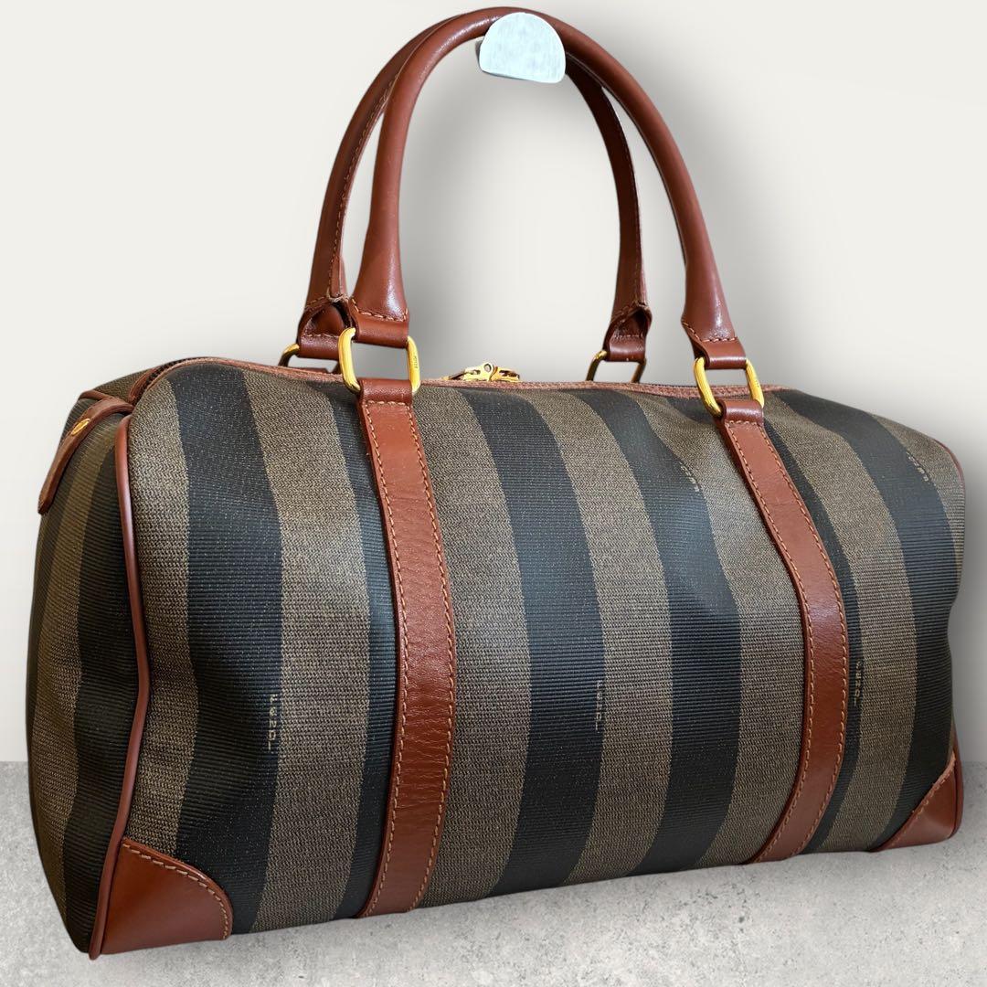 FENDI フェンディ ペカン ミニ ボストンバッグ G金具 FFロゴ 黒茶
