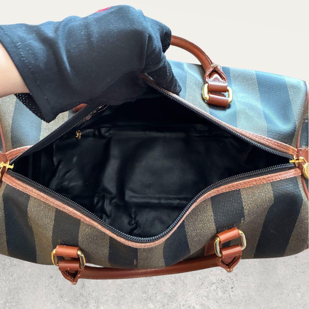 FENDI フェンディ ペカン ミニ ボストンバッグ G金具 FFロゴ 黒茶