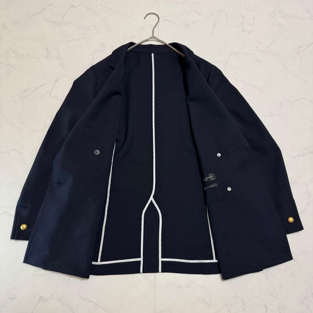 美品 LES MUES 紺ブレ ダブルジャケット 金ボタン 洗える 11