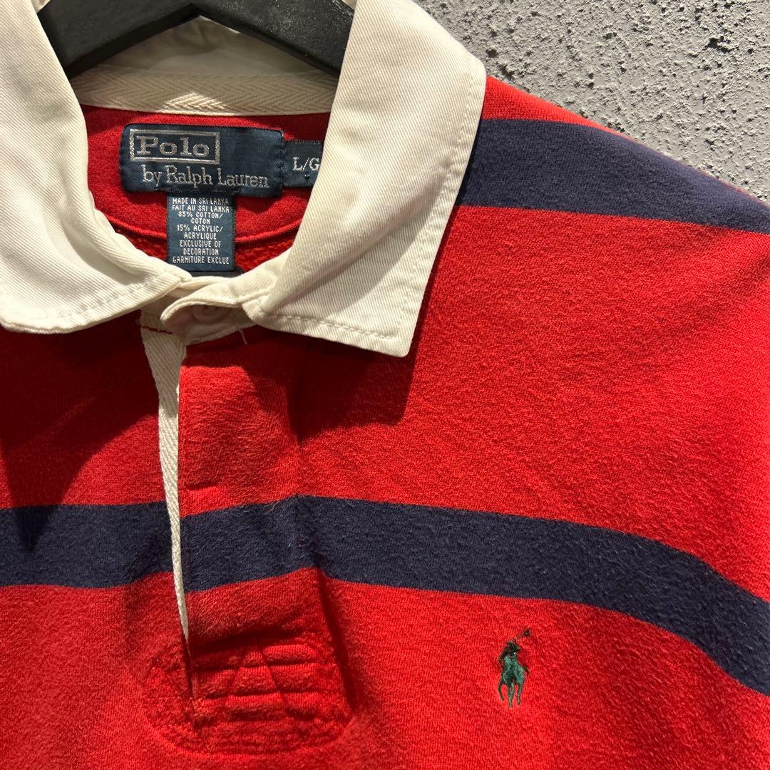 #889 POLO ralph lauren ラガーシャツ　L 古着