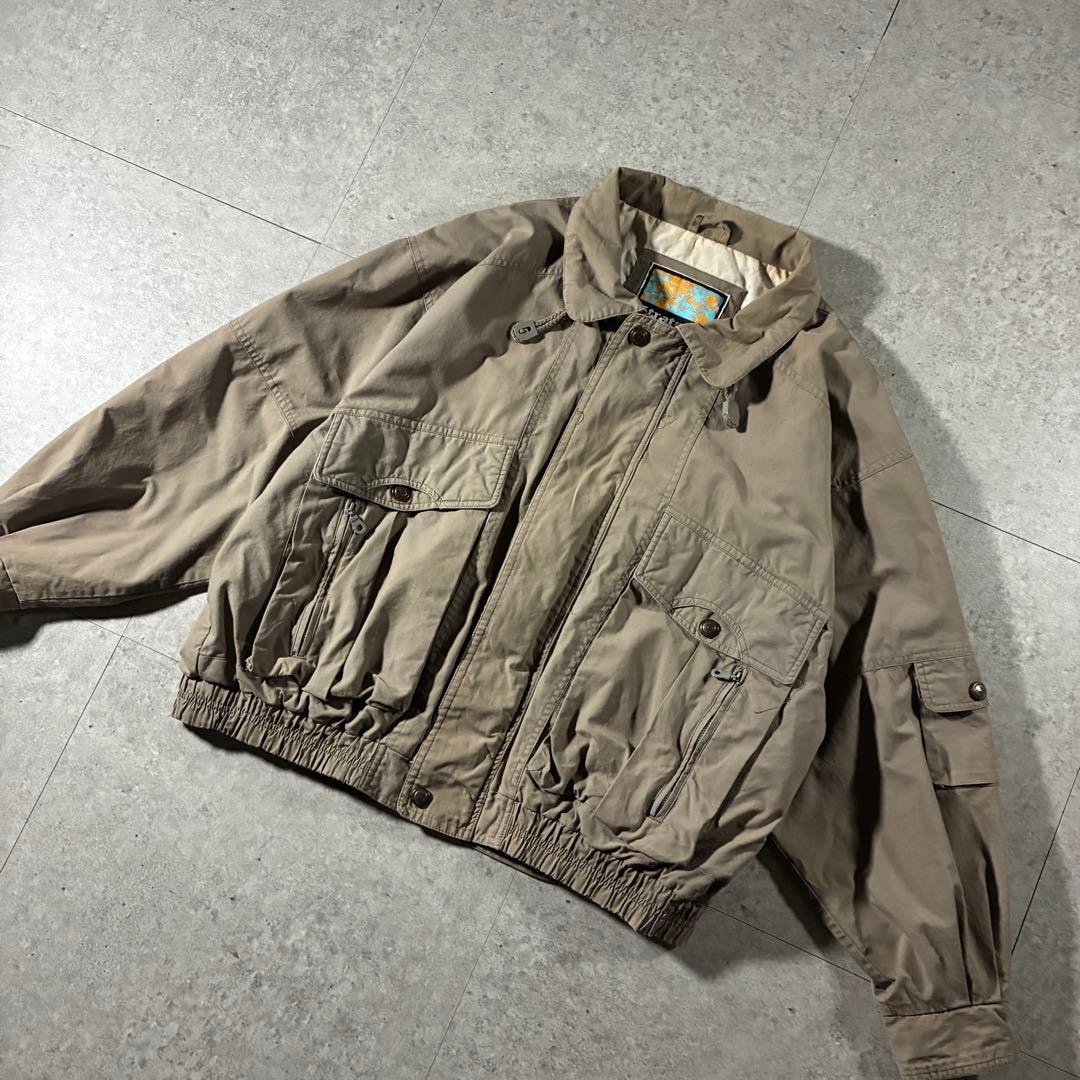 USA古着90s ドリズラージャケット短丈ライトブラウンXLハリントンジャケット