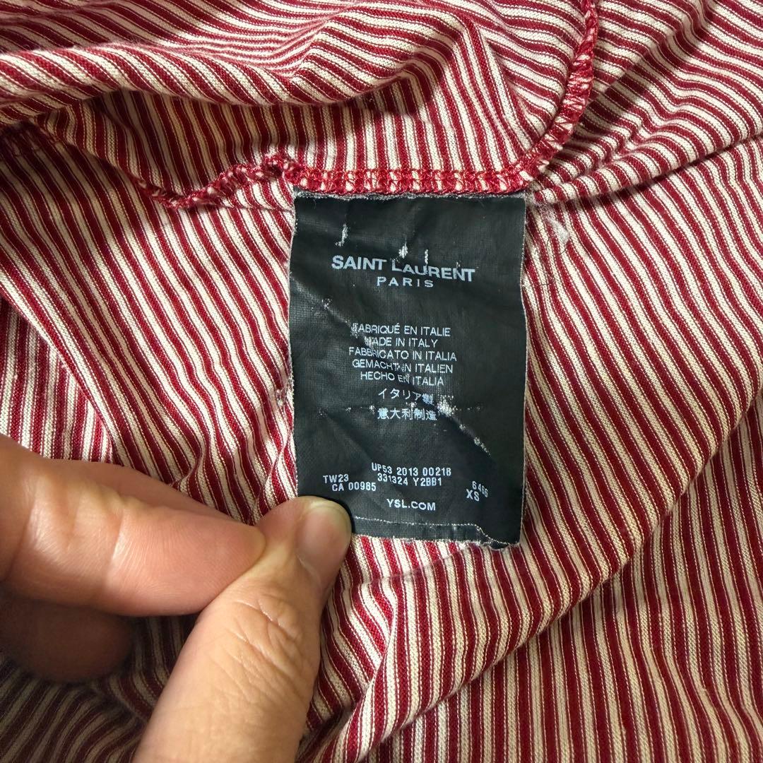 SAINT LAURENT サンローラン ボルドー ストライプ Tシャツ