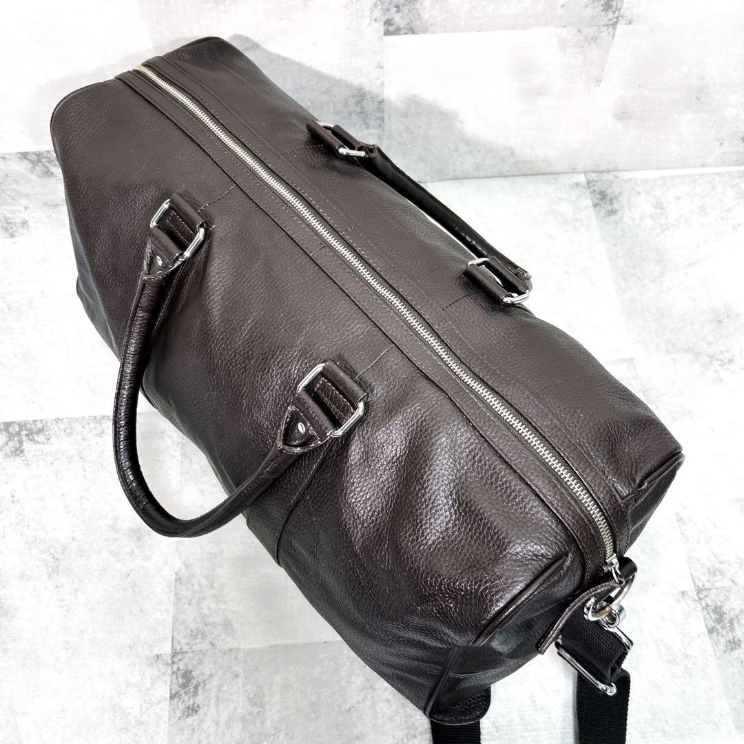COLE HAAN ボストンバッグ オールレザー 2way 　シボ革 ブラウン
