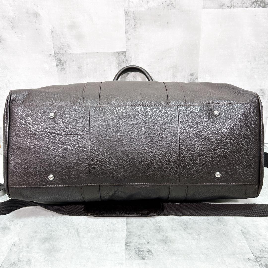COLE HAAN ボストンバッグ オールレザー 2way 　シボ革 ブラウン
