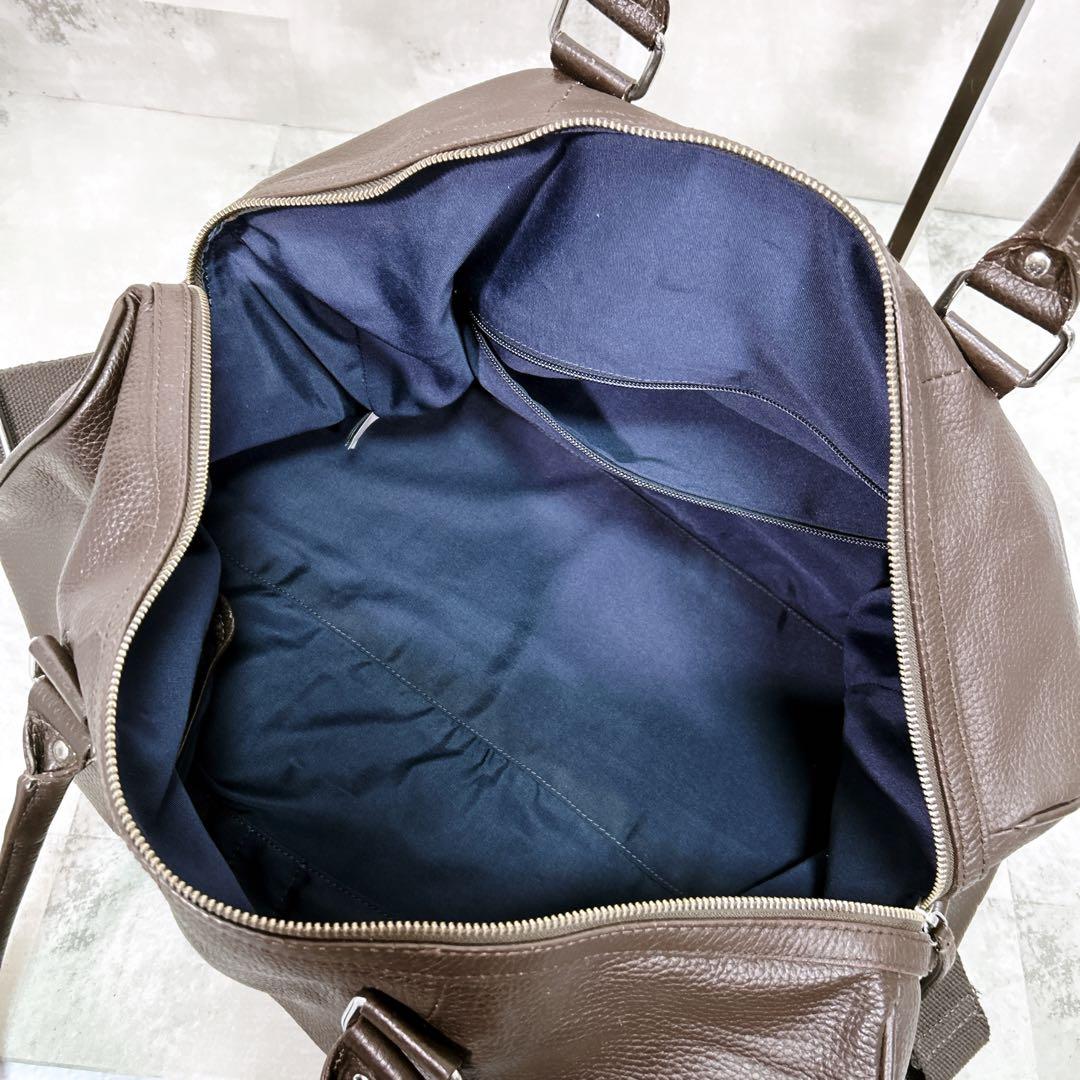 COLE HAAN ボストンバッグ オールレザー 2way 　シボ革 ブラウン