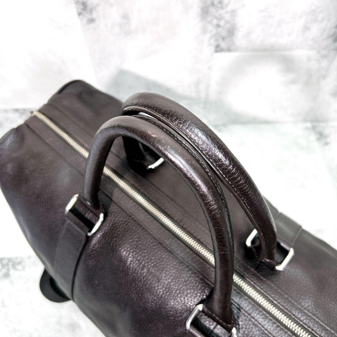COLE HAAN ボストンバッグ オールレザー 2way 　シボ革 ブラウン
