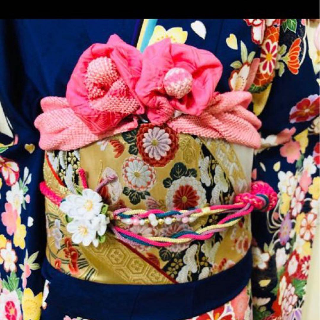 振袖正絹フルセット‼️豪華絢爛紺地×紫 手毬桜金彩金糸刺繍貴賓溢れてる⭐︎ご令嬢振袖