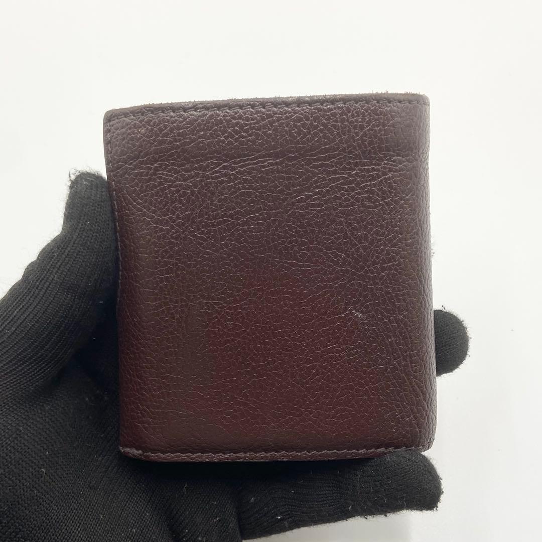 極美品　イルビゾンテ　折り財布　オールレザー　ロゴ刻印　ダークブラウン