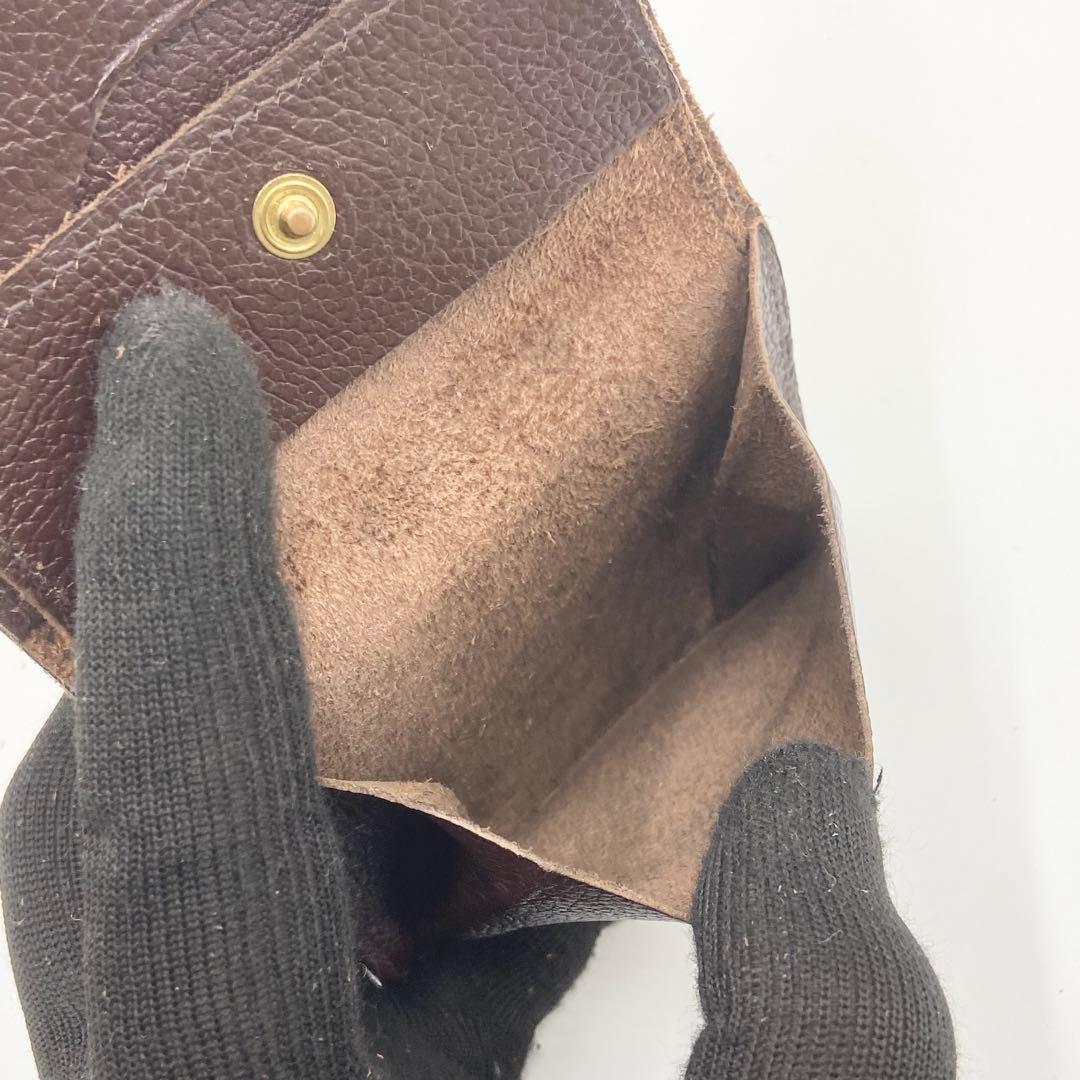 極美品　イルビゾンテ　折り財布　オールレザー　ロゴ刻印　ダークブラウン