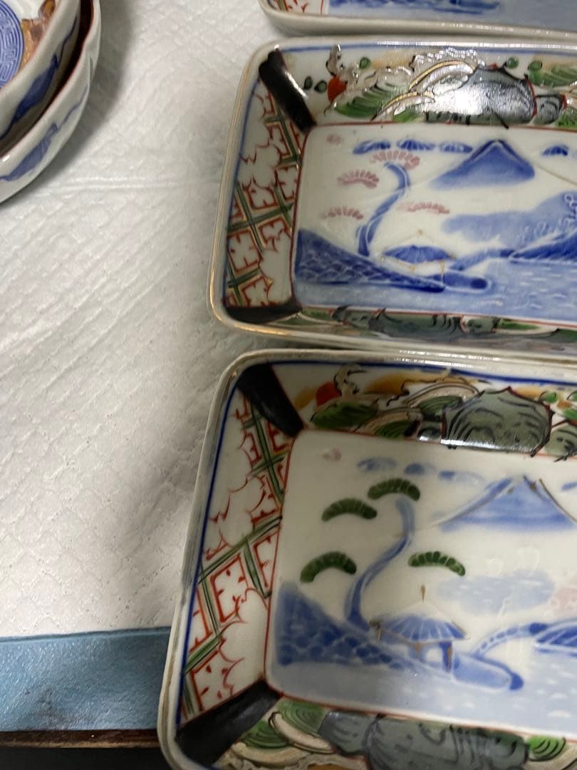 有田焼 伊万里焼 古伊万里 金彩 色絵 角皿　池盛皿