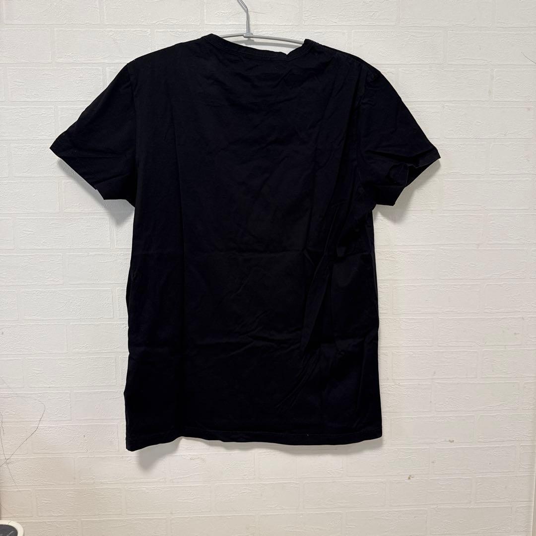 【美品】MONCLER　Tシャツ　ダブルワッペン　サイズM　メンズ　黒　デカロゴ
