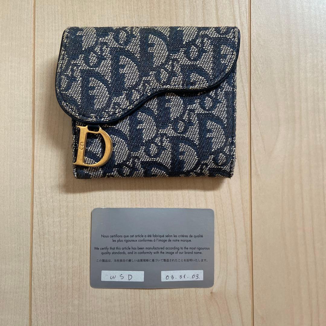 Dior 二つ折り財布　トロッター柄　キャンバス