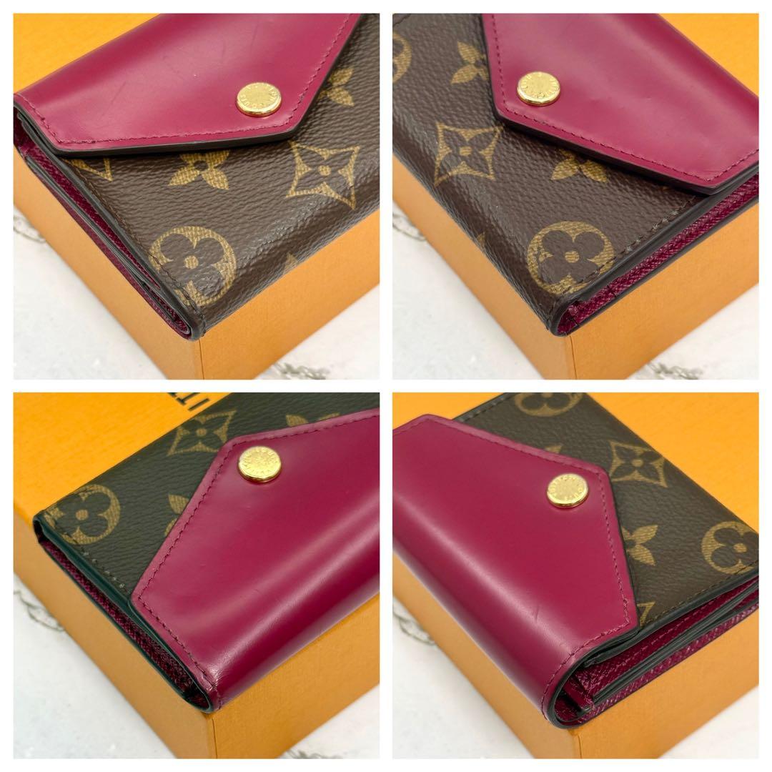 【美品】ルイヴィトン 三つ折り財布 モノグラム ポルトフォイユ ゾエ フューシャ